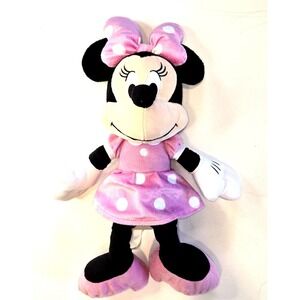 DISNEY Plush 19" Minnie Mouse‎ with Pink Polka Dot Dress & Bow Stuffed Plushie